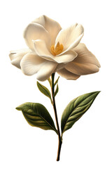 Fototapeta premium Detailed isolated gardenia on transparent background, vintage botanical illustration for design and decoration.