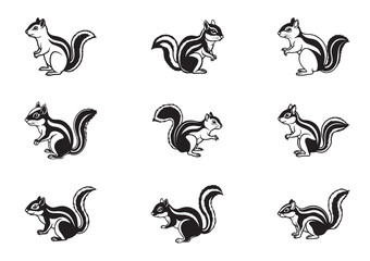 Chipmunk silhouette Vector Set