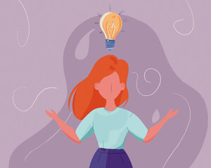 Illustration of a person with a light bulb symbolizing inspiration and innovation