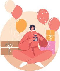 Gift surprise bridal-shower celebration vector illustration