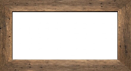 A reclaimed barnwood frame with a rough texture centered on a white background