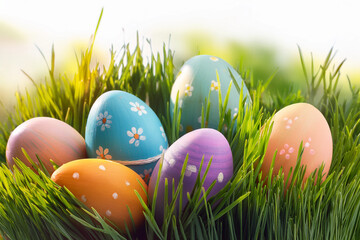 easter eggs in grass