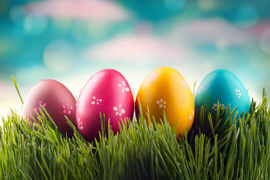 easter eggs in grass