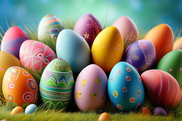 easter eggs in grass