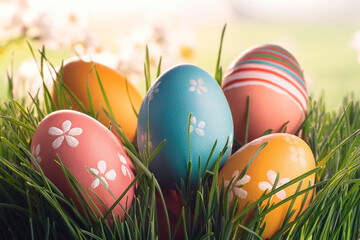easter eggs in grass