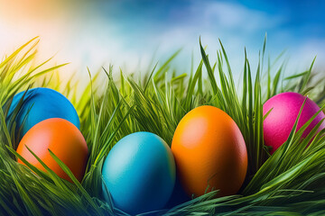 easter eggs in grass