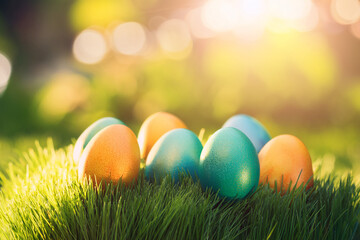 easter eggs in grass