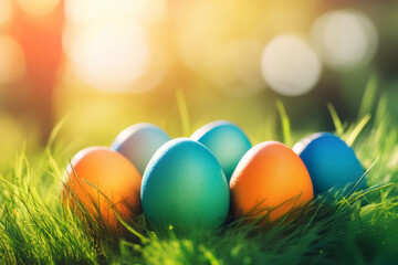 easter eggs in grass