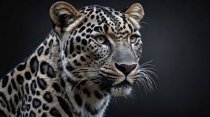 Obraz premium Close-up of a majestic leopard showcasing its distinctive coat and sharp gaze.