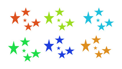 multicolored stars on a white background, colorful stars isolated on white