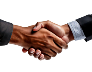 business handshake isolated on transparent background