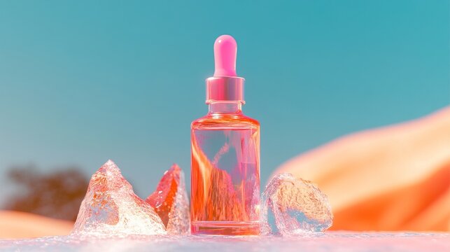 Bright elixir stands tall against a vibrant backdrop at sunset