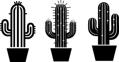 Set of cactus vector, mexico flora illustartion.