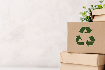 A stack of recycled paper packaging boxes