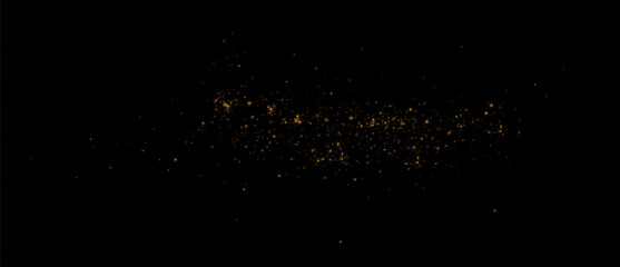 Explosion of bright golden dust particles. Decoration of bright shimmering particles. Light effect.	