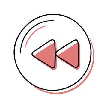 Rewind button icon with arrows, intuitive design for audio and video players, and multimedia enthusiasts