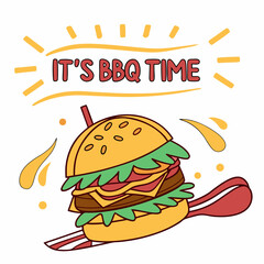 Delicious BBQ Hamburger with Knife and 