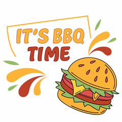 It's BBQ Time! Delicious Burger Illustration with Colorful Design
