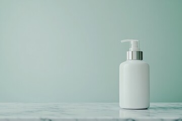 Minimalist design showcases elegant bottle on marble surface aga