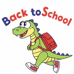 Cute Crocodile Carrying Backpack Ready for Back to School