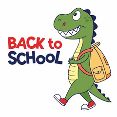 Cute Dinosaur with Backpack Ready for Back to School