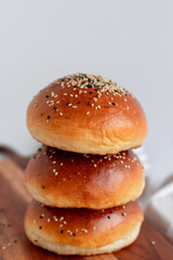 Freshly Baked Brioche Buns with Sesame