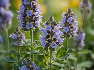 Fototapeta premium Catnip Flower: A Unique Blend of Beauty and Function, Featuring Soft Lavender Blossoms, a Minty Aroma, and Natural Compounds That Stimulate Felines and Soothe Humans