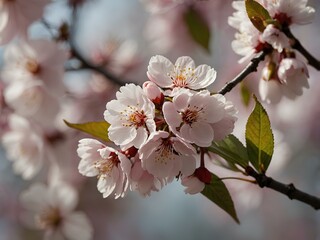Obraz premium The Enchanting Beauty of Cherry Blossom: Delicate Pink and White Petals That Symbolize Renewal, Ephemeral Beauty, and the Spectacular Arrival of Spring in Cultures Worldwide