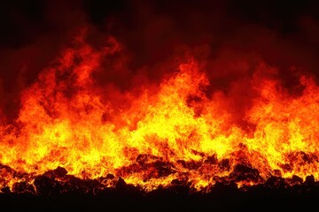 Obraz premium Intense flames engulfing a dark landscape