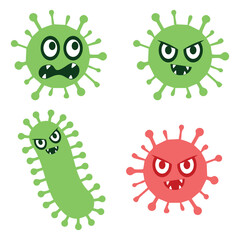 Cartoon Germs and Bacteria Vector Illustration A fun and colorful cartoon vector illustration of various germs