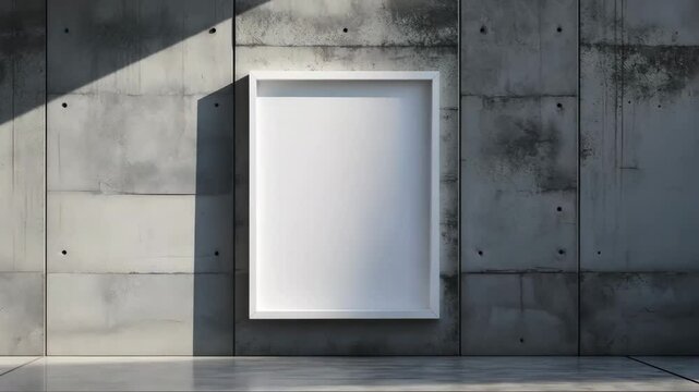 A vertical A4 white frame featuring a blank poster set against a contemporary backdrop. This includes a clipping path for convenient addition of your design to the frame.
