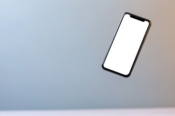 Floating smartphone against soft gradient background, showcasing