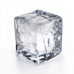 A cube of ice on white background