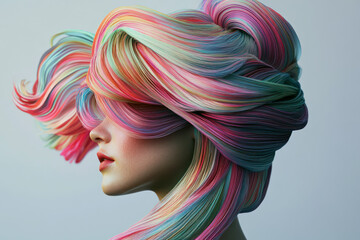 Rainbow Elegance &ndash; Creative Color Explosion Hairstyle