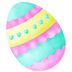 Easter Egg Blue and Pink with Zigzag Cute drawing.