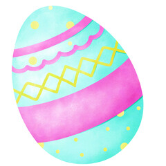 Easter Egg Blue and Pink with Zigzag Cute drawing,