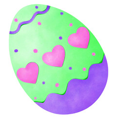 Easter Egg with Pink Hearts Cute drawing.