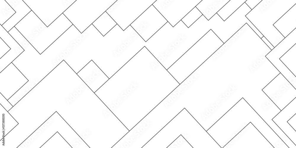 Poster abstract seamless random geometric white and black square lines pattern on a transparent background 
