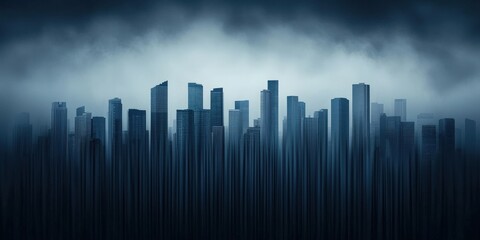 Fototapeta premium pm 2.5 particles impact concept. Urban skyline with dark clouds and abstract style.