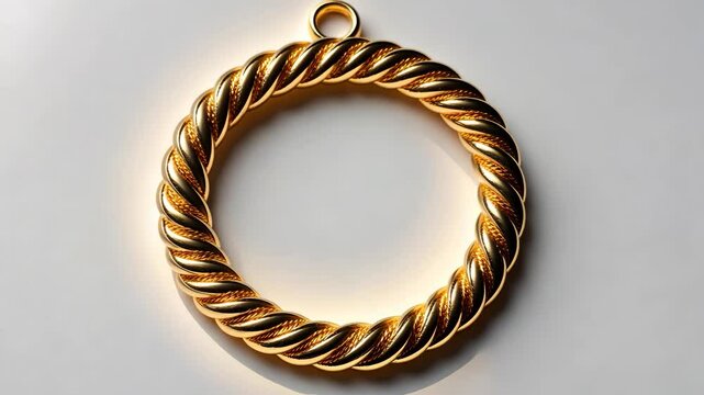 Isolated golden ring or bracelet on a white background. Concept of gold jewelry.