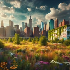 Obraz premium Overgrown Abandoned Lots as Urban Meadows – Naturally regenera