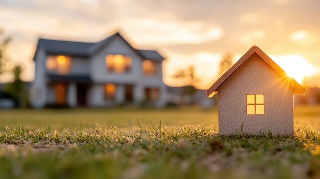 Residential real estate agent providing guidance on downsizing options, highlighting smaller, affordable homes in inviting neighborhoods at sunset.
