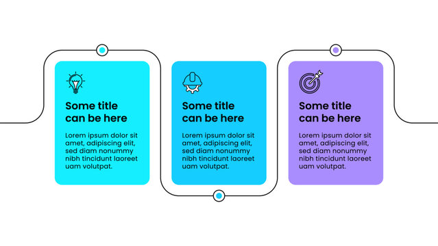 Infographics template. Line with 3 steps and rectangles