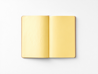 Open notebook pages on a transparent isolated background, generated by AI