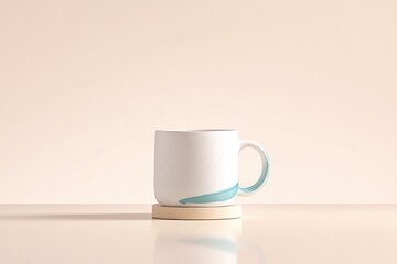 Minimalist mug design with soft curves and pastel accents enhanc