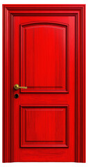 PNG Red wooden door with decorative panels and gold handle