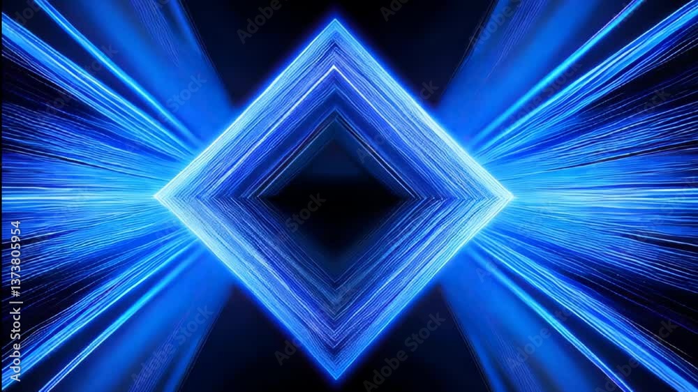 Poster Dynamic abstract geometry creates immersive visual experience in vivid blue tones and sharp angles