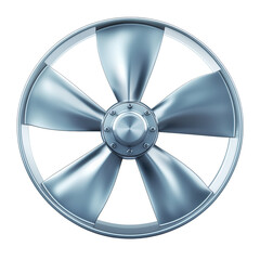 Naklejka premium A metallic ship propeller with curved blades, isolated on a white background. transparent PNG