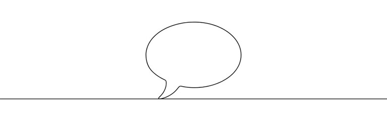 Speech bubble continuous one line drawing. Dialogue, chat sign in simple linear style. Vector illustration.