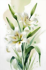 Obraz premium white lilies on a white background